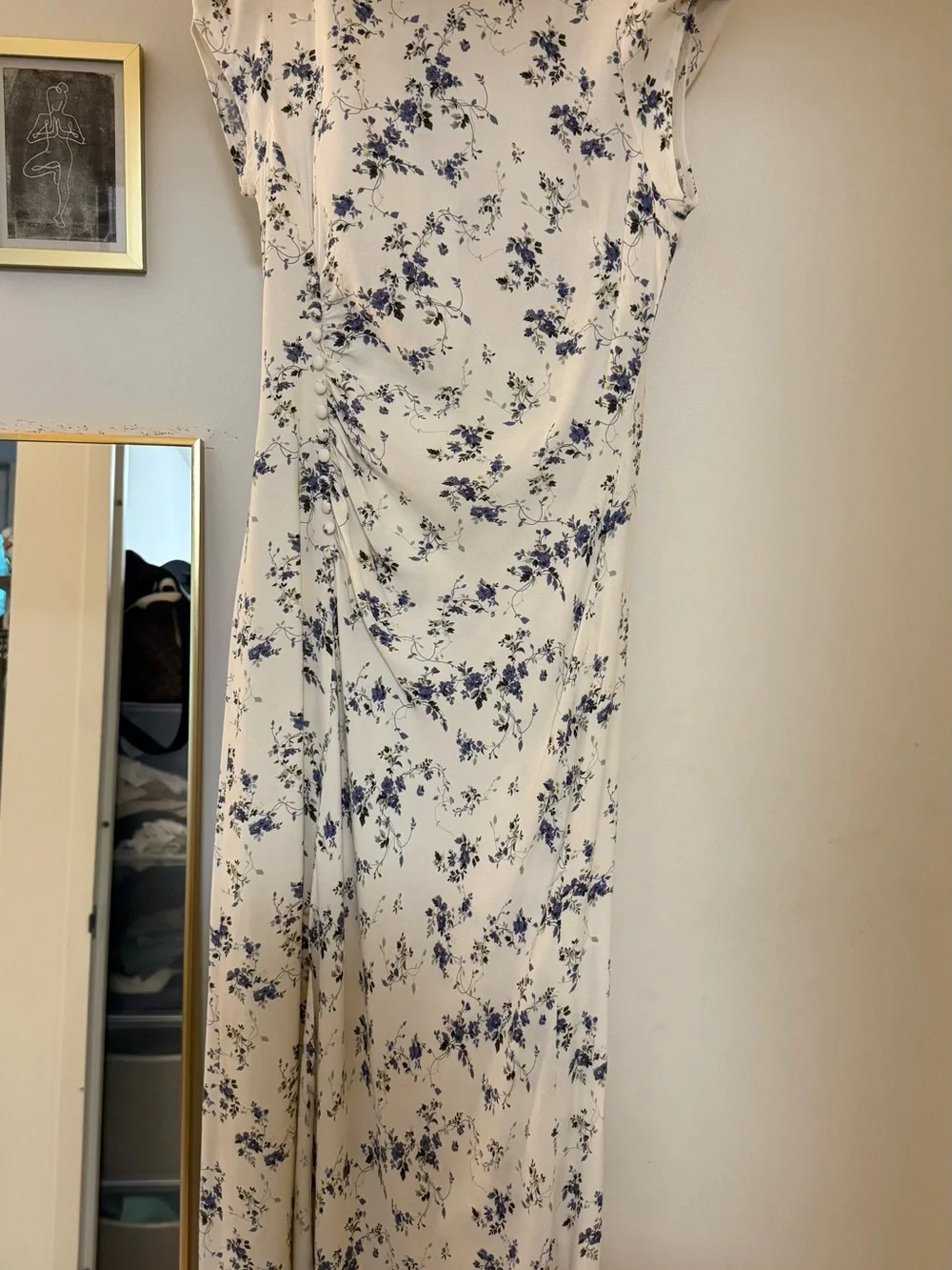 Reformation Midi Dress with Blue Floral Print - Picture 4 of 7